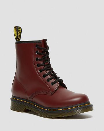 Pink / Red Women's Dr Martens 1460 Smooth Leather Lace Up Boots | CA 202LIS